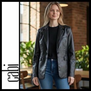 NWOT CAbi The James Jacket~Faux Leather Black Blazer